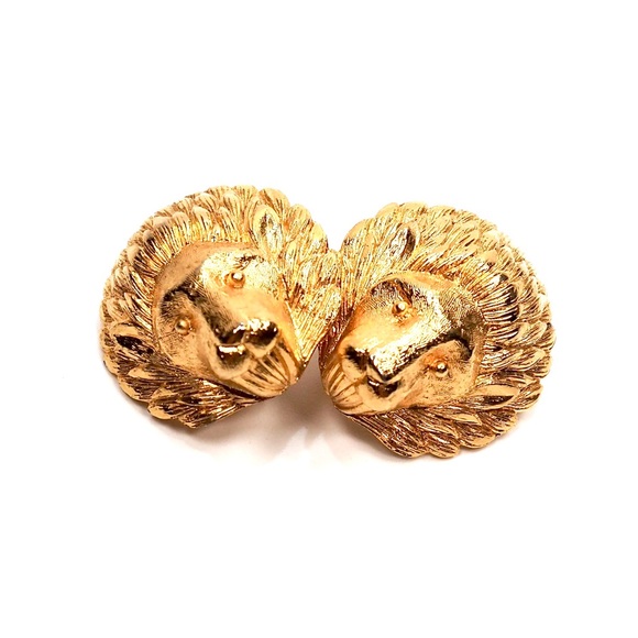 Vintage DVF Diane Von Furstenberg Gold Lion Clip Earrings - Picture 4 of 5